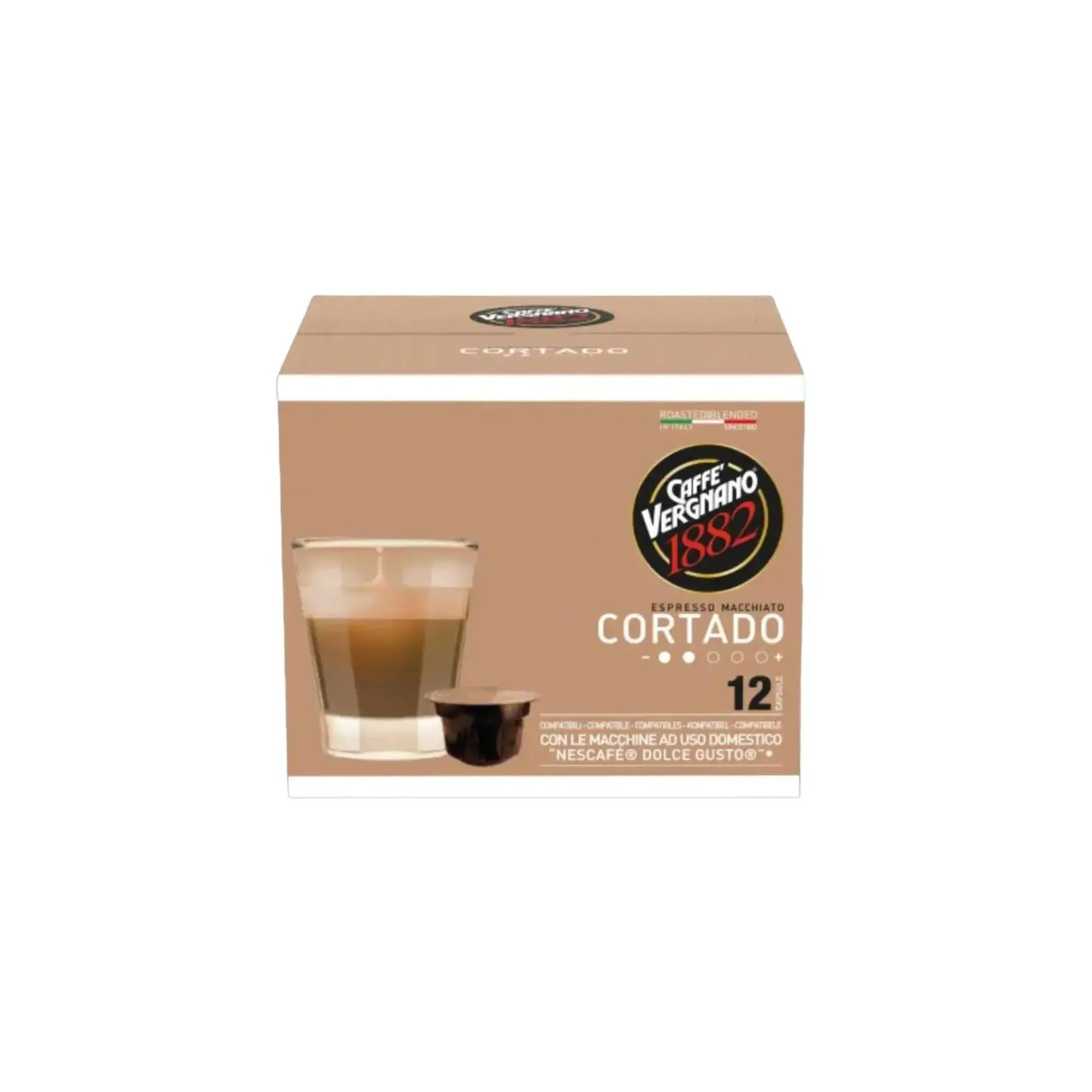 Caffe Vergnano Cortado Dolce Gusto Compatible Coffee Capsules - 12 Capsules at Coffee & Cream Egypt