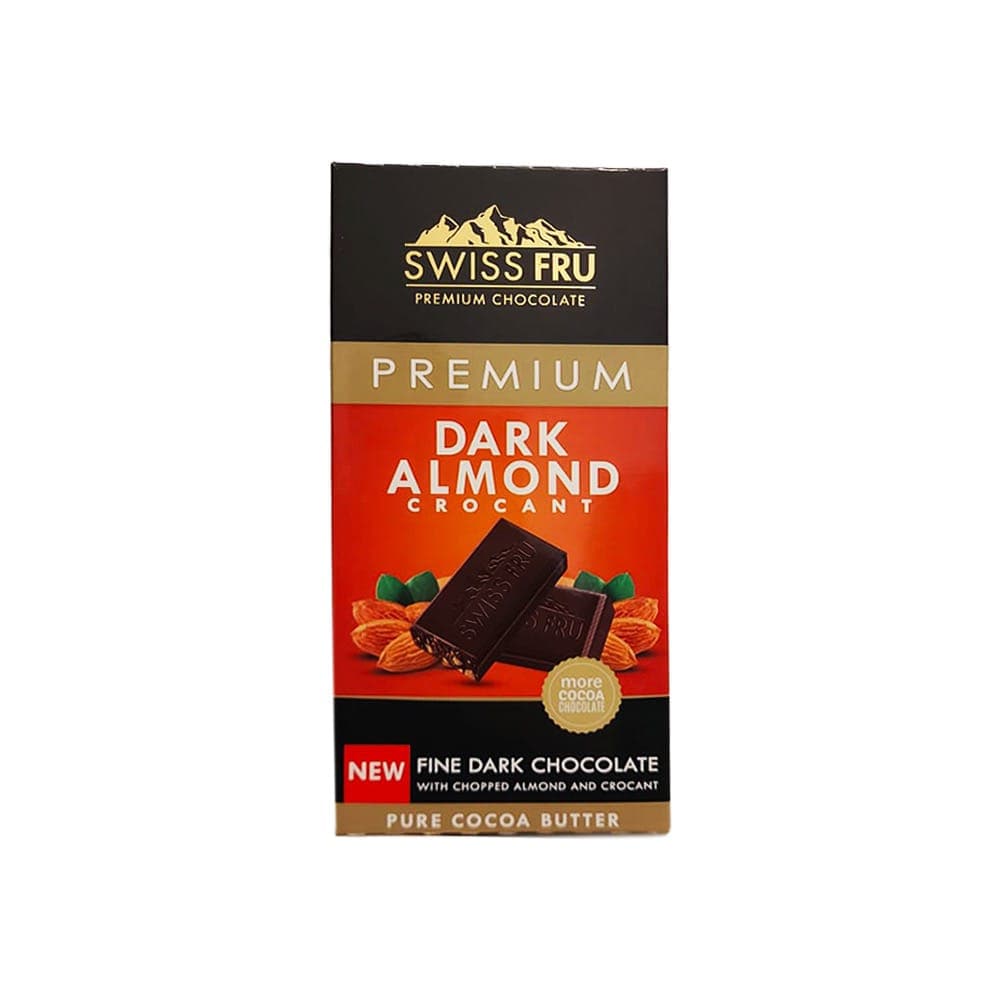 Swiss Fru - Premium Dark Chocolate Almond Crocant - 80g