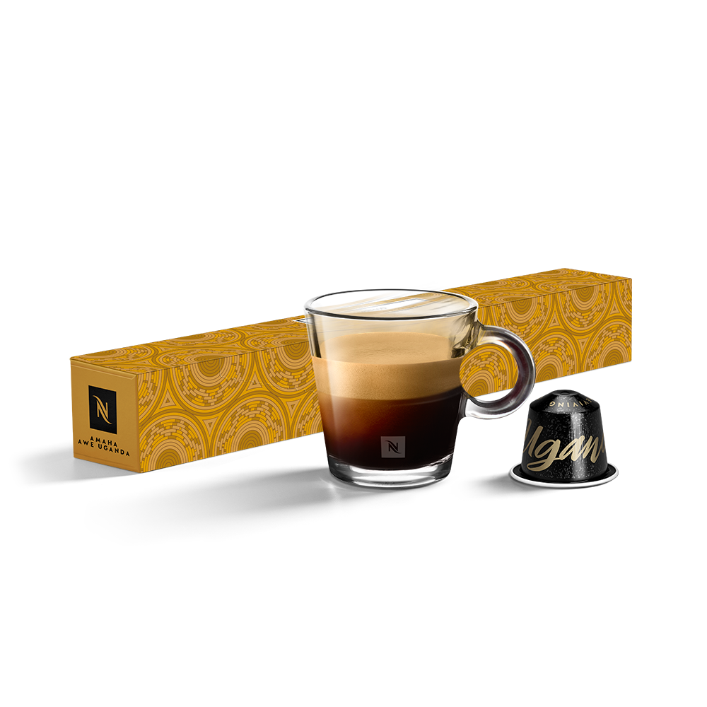 Order Nespresso - Amaha Awe Uganda - 10 capsules for LE 300 at Coffee & Cream, All your coffee needs in one place. Shop Coffee, Beans, Ground Coffee, Instant Coffee, Creamers, Coffee Machines, Blenders, and more. 50+ Brands Monin, Lavazza, Starbucks, Nespresso, Arzum, and more. Become your own Baristaeg at home. Delivers All over Egypt. Online payments available, and get your fengany coffee delivered to your home. Product Description: FLORAL & FRUITY In Uganda sustainable practices enables farmers to deliv