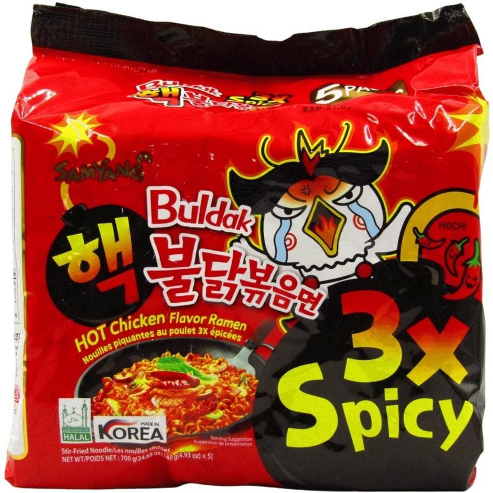Order Samyang - Spicy Hot Chicken Korean Ramen Noodles (Spicy 3x) - 140 gm for LE 48 at Coffee & Cream, All your coffee needs in one place. Shop Coffee, Beans, Ground Coffee, Instant Coffee, Creamers, Coffee Machines, Blenders, and more. 50+ Brands Monin, Lavazza, Starbucks, Nespresso, Arzum, and more. Become your own Baristaeg at home. Delivers All over Egypt. Online payments available, and get your fengany coffee delivered to your home. Product Description: Samyang Foods Co., Ltd uses natural ingredients