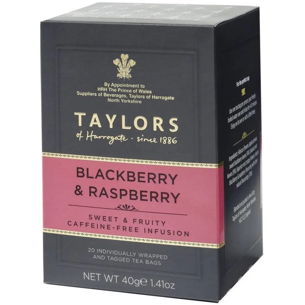 Order Taylors - of Harrogate Blackberry & Raspberry Infusion Tea - Pack of 20 Tea Envelopes for LE 101.00 at Coffee & Cream, All your coffee needs in one place. Shop Coffee, Beans, Ground Coffee, Instant Coffee, Creamers, Coffee Machines, Blenders, and mo