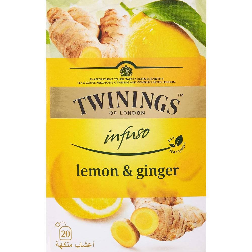 Order twinings - lemon ginger -20Bags for LE 94 at Coffee & Cream, All your coffee needs in one place. Shop Coffee, Beans, Ground Coffee, Instant Coffee, Creamers, Coffee Machines, Blenders, and more. 50+ Brands Monin, Lavazza, Starbucks, Nespresso, Arzum, and more. Become your own Baristaeg at home. Delivers All over Egypt. Online payments available, and get your fengany coffee delivered to your home. Product Description: For hundreds of years, people have been enjoying herbal infusions. This unique blend