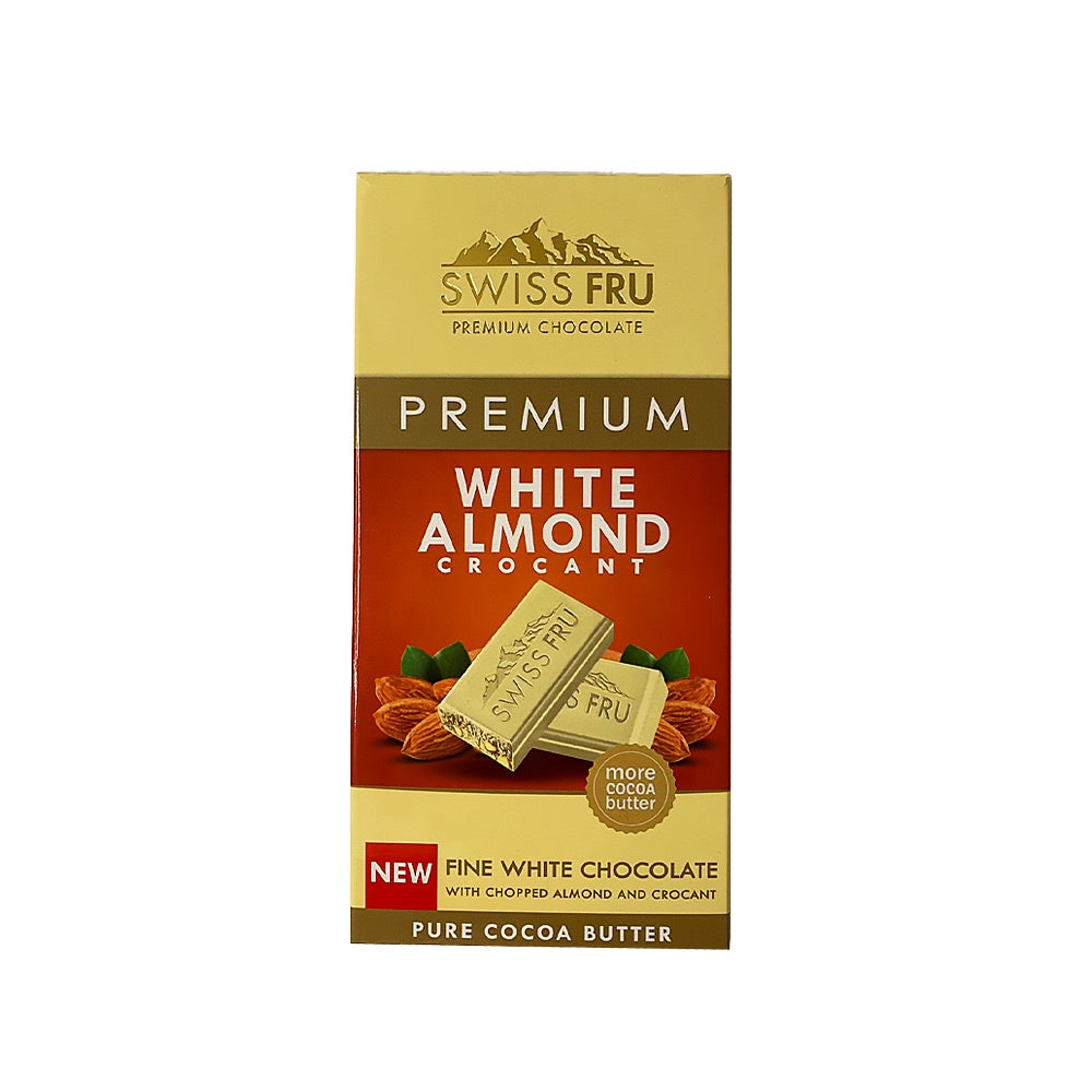 Swiss Fru - Premium White Chocolate Almond Crocant - 80g