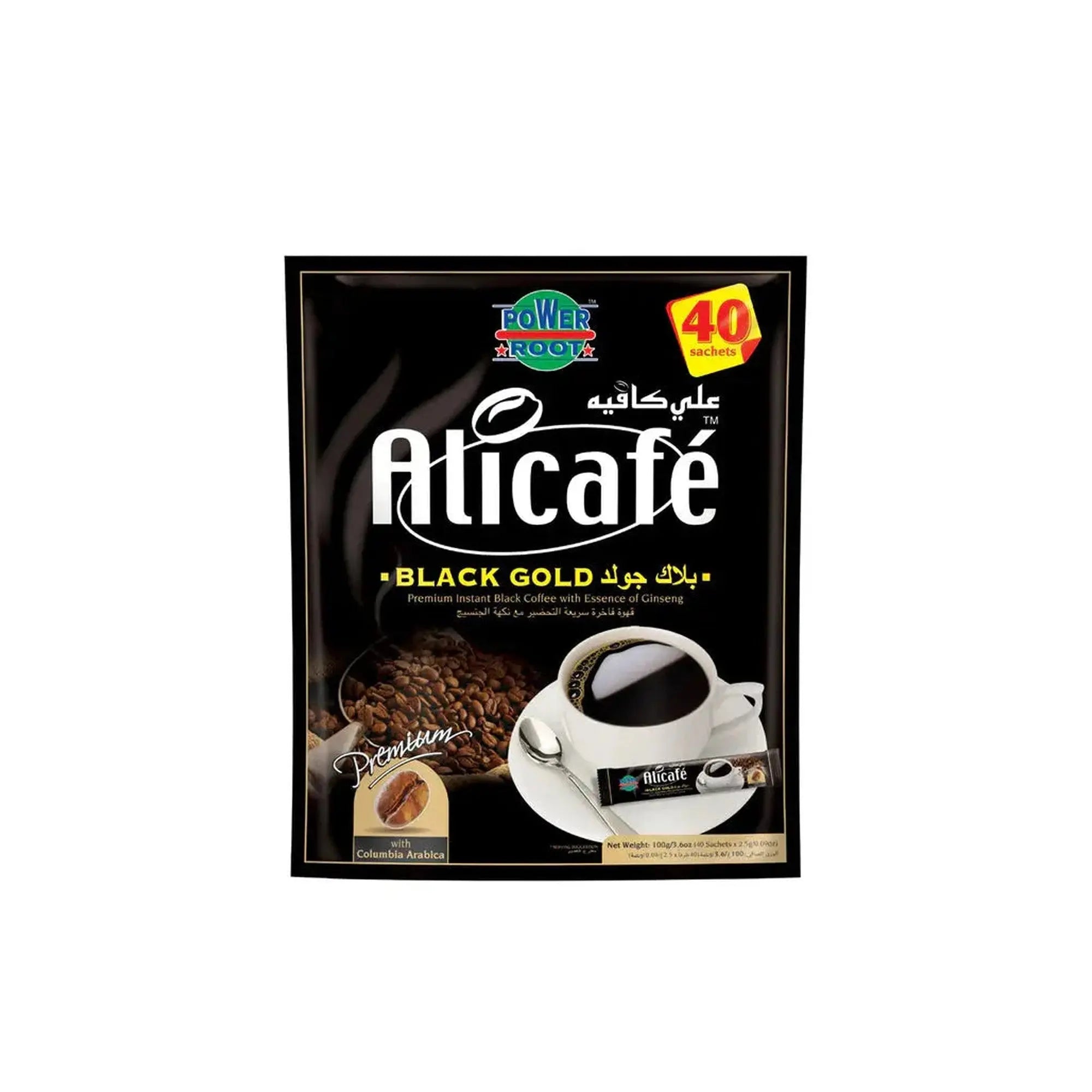 Alicafé - Black Gold With Essence Of Ginseng - 40 sachets at Coffee & Cream Egypt