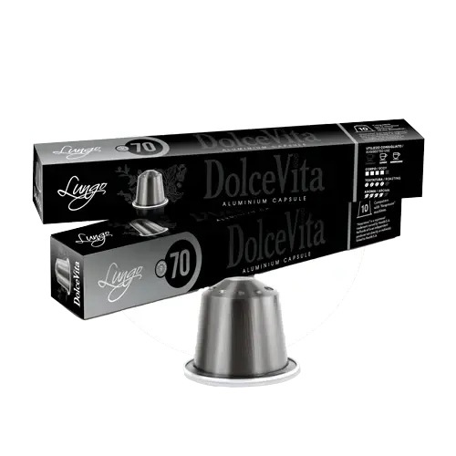 Order DolceVita - Lungo 70% Arabica - 10 capsules for LE 270.00 at Coffee & Cream, All your coffee needs in one place. Shop Coffee, Beans, Ground Coffee, Instant Coffee, Creamers, Coffee Machines, Blenders, and more. 50+ Brands Monin, Lavazza, Starbucks,