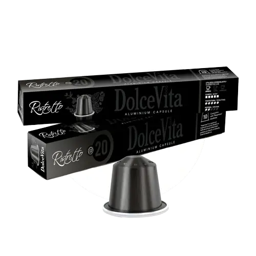 Order DolceVita - Ristretto 20% Arabica - 10 capsules for LE 270.00 at Coffee & Cream, All your coffee needs in one place. Shop Coffee, Beans, Ground Coffee, Instant Coffee, Creamers, Coffee Machines, Blenders, and more. 50+ Brands Monin, Lavazza, Starbuc