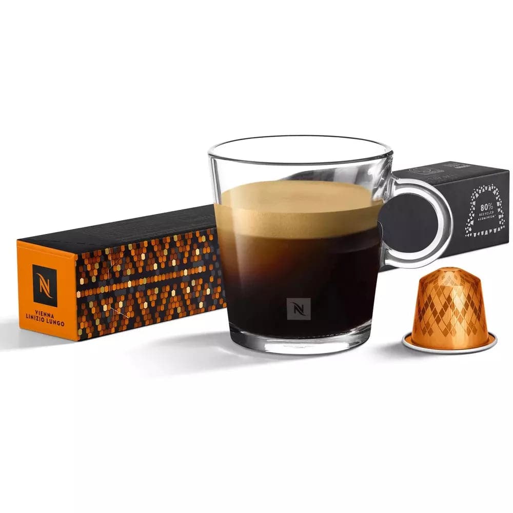 Order Nespresso -Vienna Linizio Lungo -10 Capsules for LE 205 at Coffee & Cream, All your coffee needs in one place. Shop Coffee, Beans, Ground Coffee, Instant Coffee, Creamers, Coffee Machines, Blenders, and more. 50+ Brands Monin, Lavazza, Starbucks, Nespresso, Arzum, and more. Become your own Baristaeg at home. Delivers All over Egypt. Online payments available, and get your fengany coffee delivered to your home. Product Description: Our lungo is made from Brazilian, naturally processed bourbon beans wi