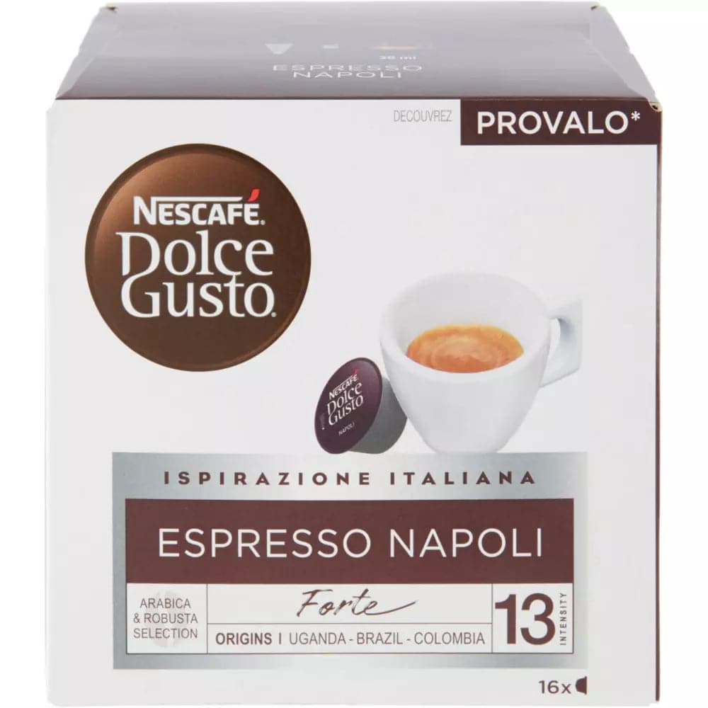 Order Nescafé - Dolce Gusto Espresso Napoli Café -16 Capsule for LE 175 at Coffee & Cream, All your coffee needs in one place. Shop Coffee, Beans, Ground Coffee, Instant Coffee, Creamers, Coffee Machines, Blenders, and more. 50+ Brands Monin, Lavazza, Starbucks, Nespresso, Arzum, and more. Become your own Baristaeg at home. Delivers All over Egypt. Online payments available, and get your fengany coffee delivered to your home. Product Description: Expiable: No Caffeine Type: Caffeinated Coffee Format: Capsu