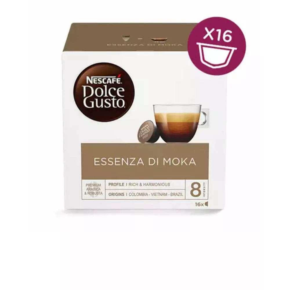 Order Nescafe Dolce Gusto - Essenza Di Moka - 16 Capsules for LE 175 at Coffee & Cream, All your coffee needs in one place. Shop Coffee, Beans, Ground Coffee, Instant Coffee, Creamers, Coffee Machines, Blenders, Coffee and more. 50+ Brands Monin, Lavazza, Starbucks, Nespresso, Arzum, and more. Become your own Baristaeg at home. Delivers All over Egypt. Online payments available, and get your fengany coffee delivered to your home. Product Description: Coffee Pods compatible with the Nescafe Dolce Gusto Machi