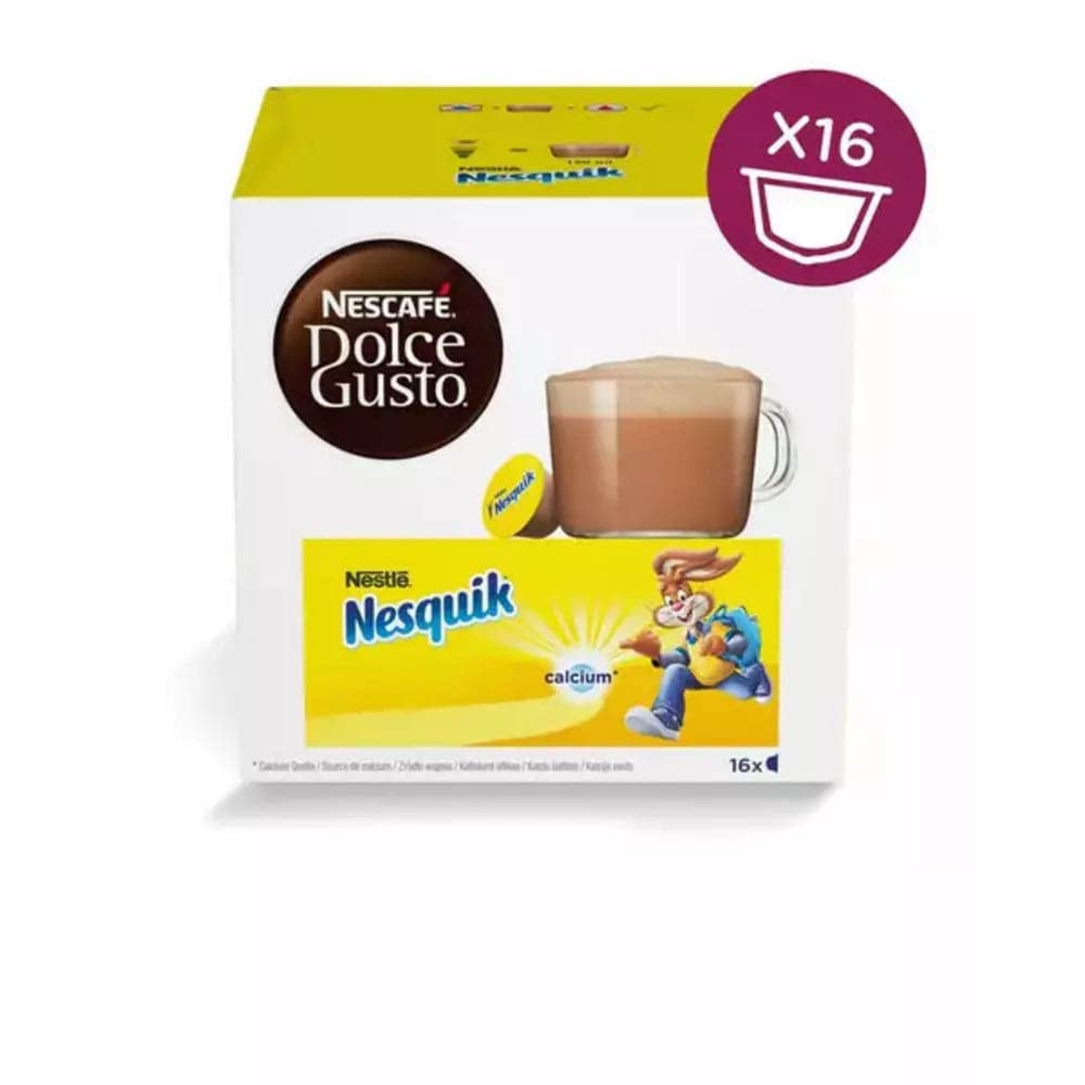 Order Nescafe Dolce Gusto Nesquik - 16 Capsules for LE 175 at Coffee & Cream, All your coffee needs in one place. Shop Coffee, Beans, Ground Coffee, Instant Coffee, Creamers, Coffee Machines, Blenders, Coffee and more. 50+ Brands Monin, Lavazza, Starbucks, Nespresso, Arzum, and more. Become your own Baristaeg at home. Delivers All over Egypt. Online payments available, and get your fengany coffee delivered to your home. Product Description: Coffee Pods compatible with the Nescafe Dolce Gusto Machine systems