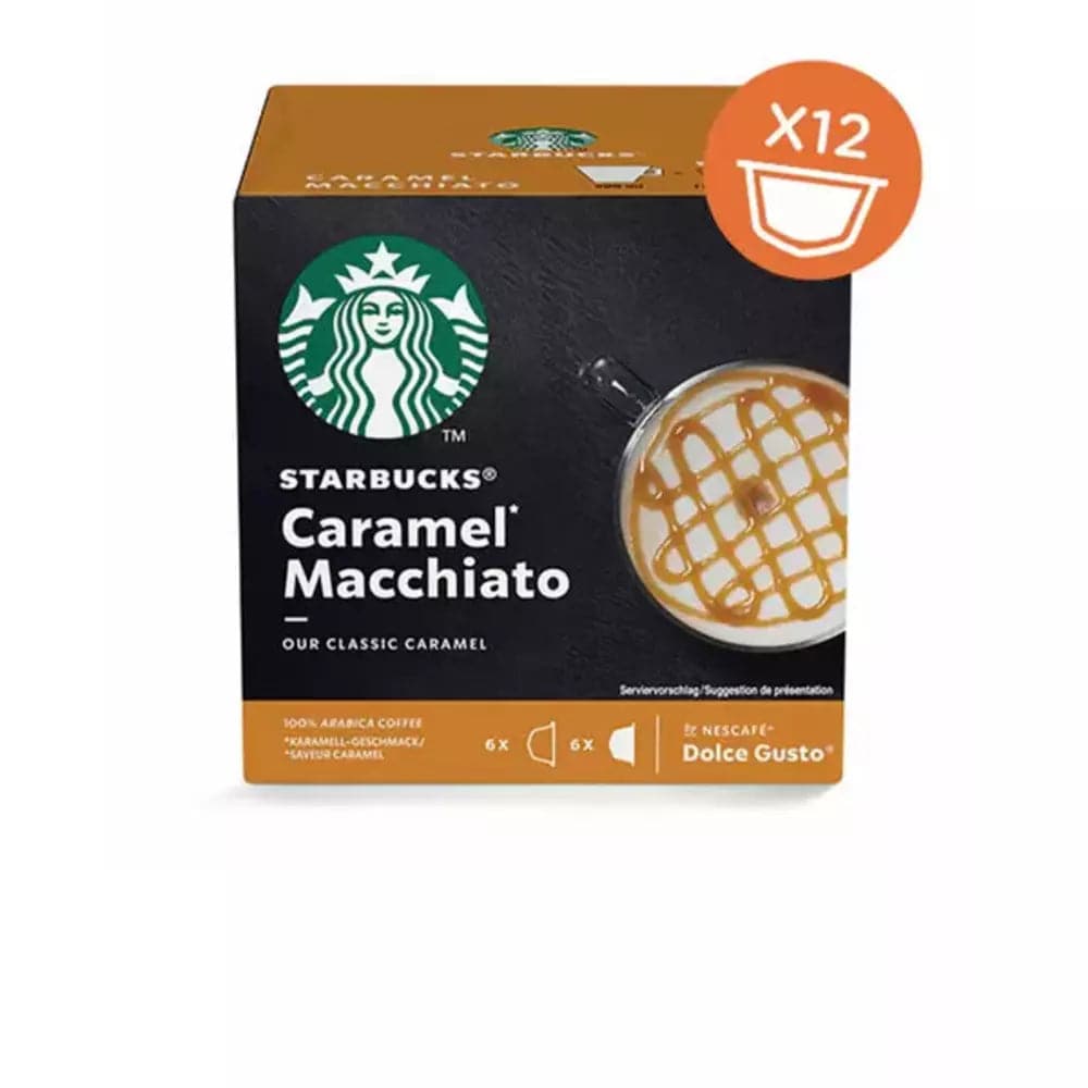 Order Starbucks Dolce Gusto Compatible Latte Macchiato Caramel - 12 Capsules for LE 175 at Coffee & Cream, All your coffee needs in one place. Shop Coffee, Beans, Ground Coffee, Instant Coffee, Creamers, Coffee Machines, Blenders, Coffee and more. 50+ Brands Monin, Lavazza, Starbucks, Nespresso, Arzum, and more. Become your own Baristaeg at home. Delivers All over Egypt. Online payments available, and get your fengany coffee delivered to your home. Product Description: Coffee Pods compatible with the Nescaf