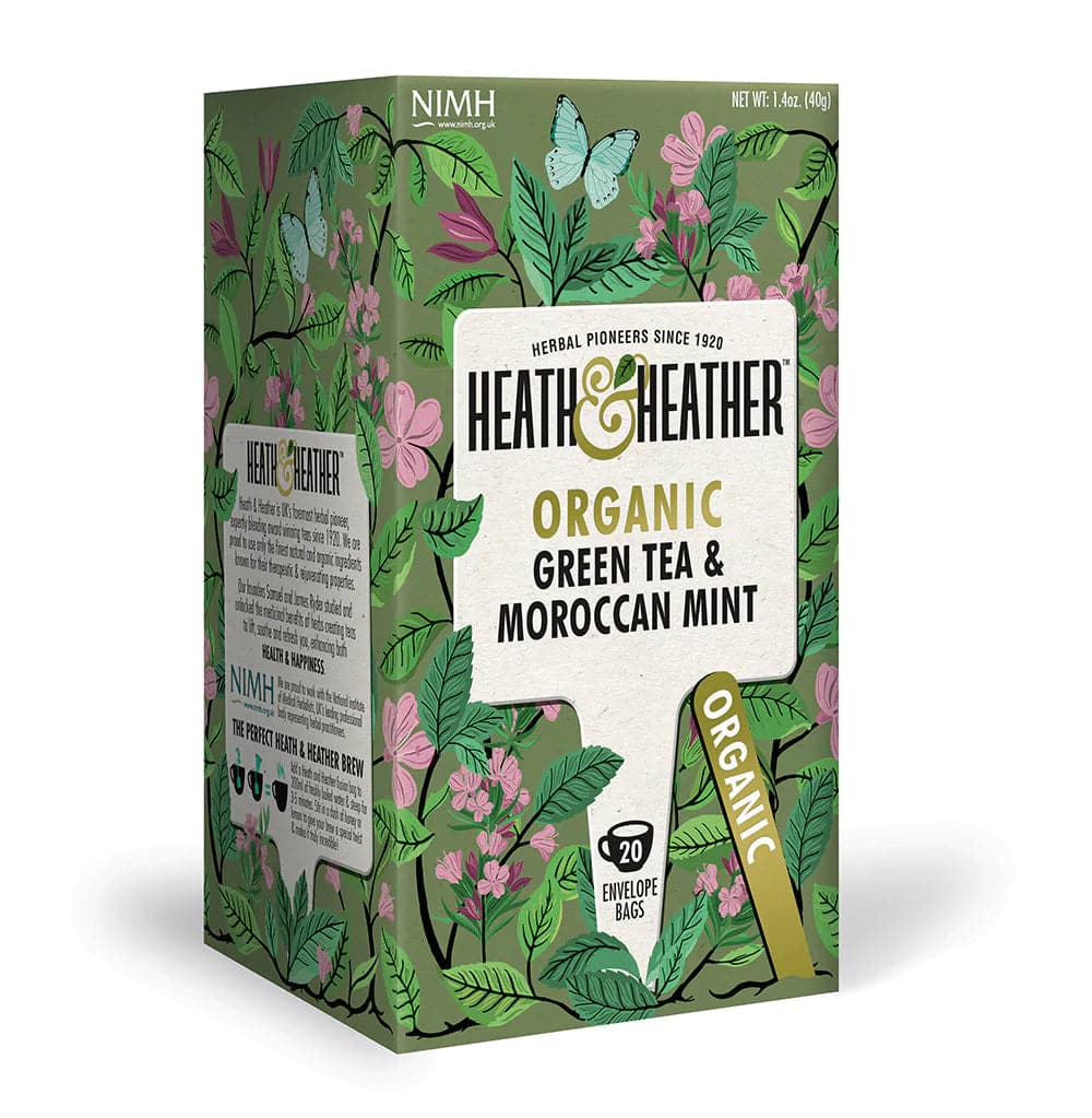 Heath & Heather - Organic Green tea Moroccan Mint enveloped - 20 Bags
