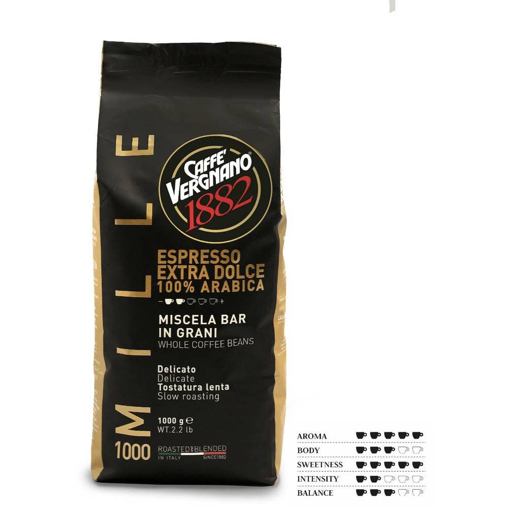 Order Caffè Vergnano -1000 mille extra dolce -1kg for LE 1350.00 at Coffee & Cream, All your coffee needs in one place. Shop Coffee, Beans, Ground Coffee, Instant Coffee, Creamers, Coffee Machines, Blenders, and more. 50+ Brands Monin, Lavazza, Starbucks,