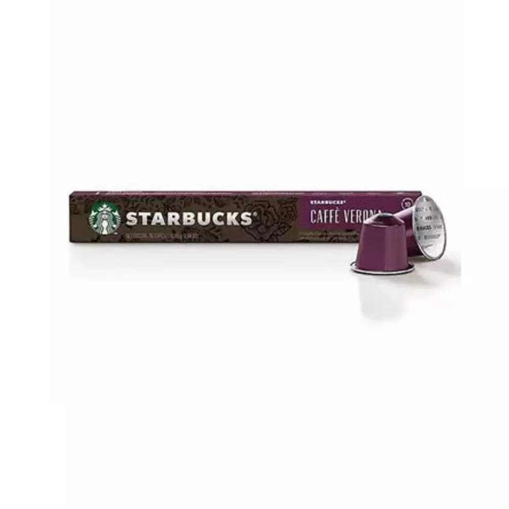 Order Starbucks Nespresso Compatible Cafe Verona - 10 Capsules for LE 160 at Coffee & Cream, All your coffee needs in one place. Shop Coffee, Beans, Ground Coffee, Instant Coffee, Creamers, Coffee Machines, Blenders, Coffee and more. 50+ Brands Monin, Lavazza, Starbucks, Nespresso, Arzum, and more. Become your own Baristaeg at home. Delivers All over Egypt. Online payments available, and get your fengany coffee delivered to your home. Product Description: Compatability: Nespresso Compatible. Capsules Count: