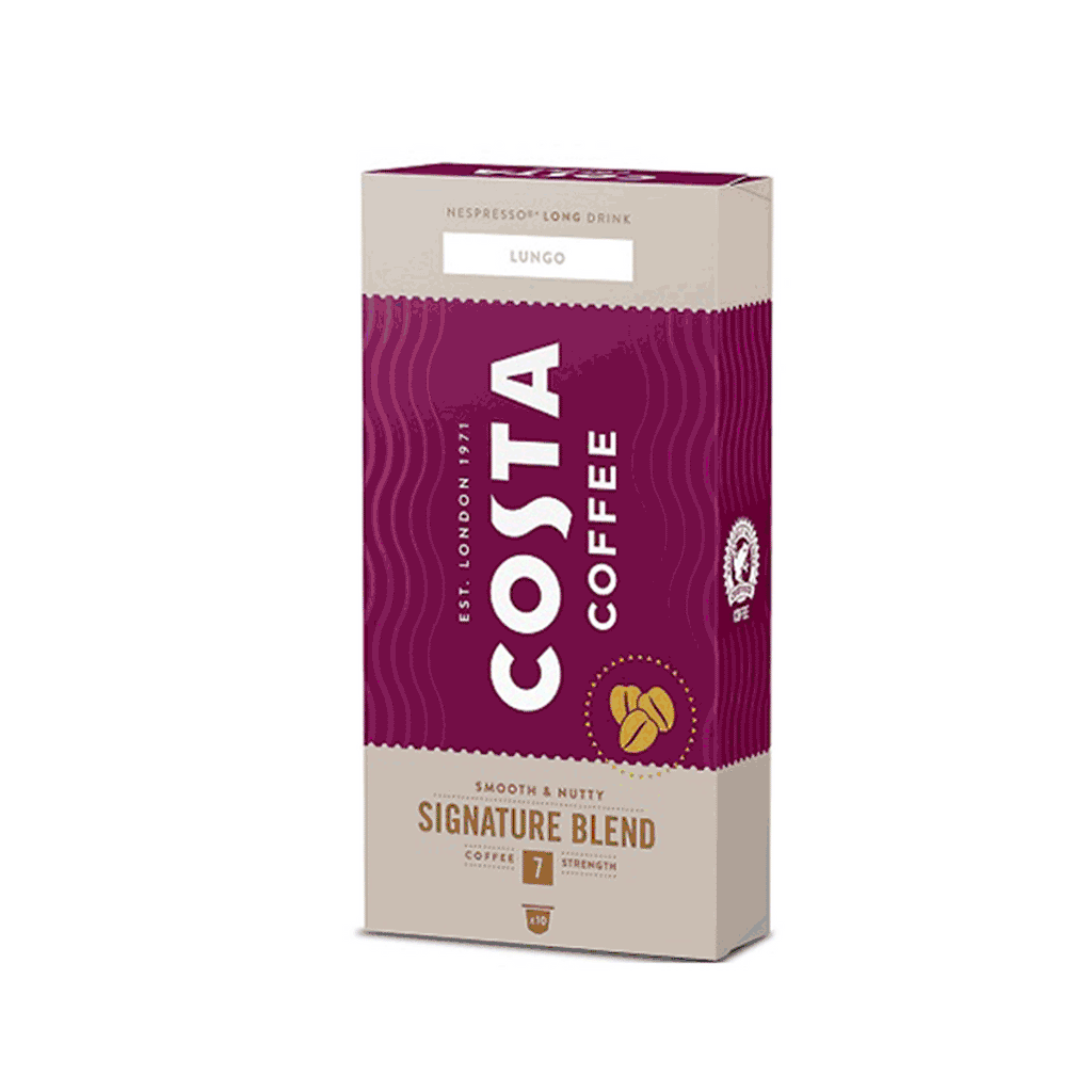 Order Costa Coffee - Signature Blend Lungo Compatible By Nespresso - 10 capsules for LE 280.00 at Coffee & Cream, All your coffee needs in one place. Shop Coffee, Beans, Ground Coffee, Instant Coffee, Creamers, Coffee Machines, Blenders, and more. 50+ Bra
