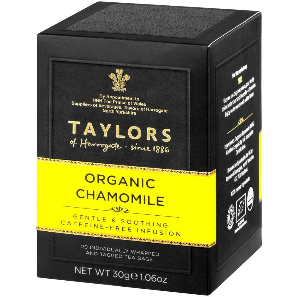 Order Taylors - of Harrogate Organic Chamomile Tea - Pack of 20 Tea Envelopes for LE 81.66 at Coffee & Cream, All your coffee needs in one place. Shop Coffee, Beans, Ground Coffee, Instant Coffee, Creamers, Coffee Machines, Blenders, and more. 50+ Brands Monin, Lavazza, Starbucks, Nespresso, Arzum, and more. Become your own Baristaeg at home. Delivers All over Egypt. Online payments available, and get your fengany coffee delivered to your home. Product Description: Taylors of Harrogate Organic Chamomile Te