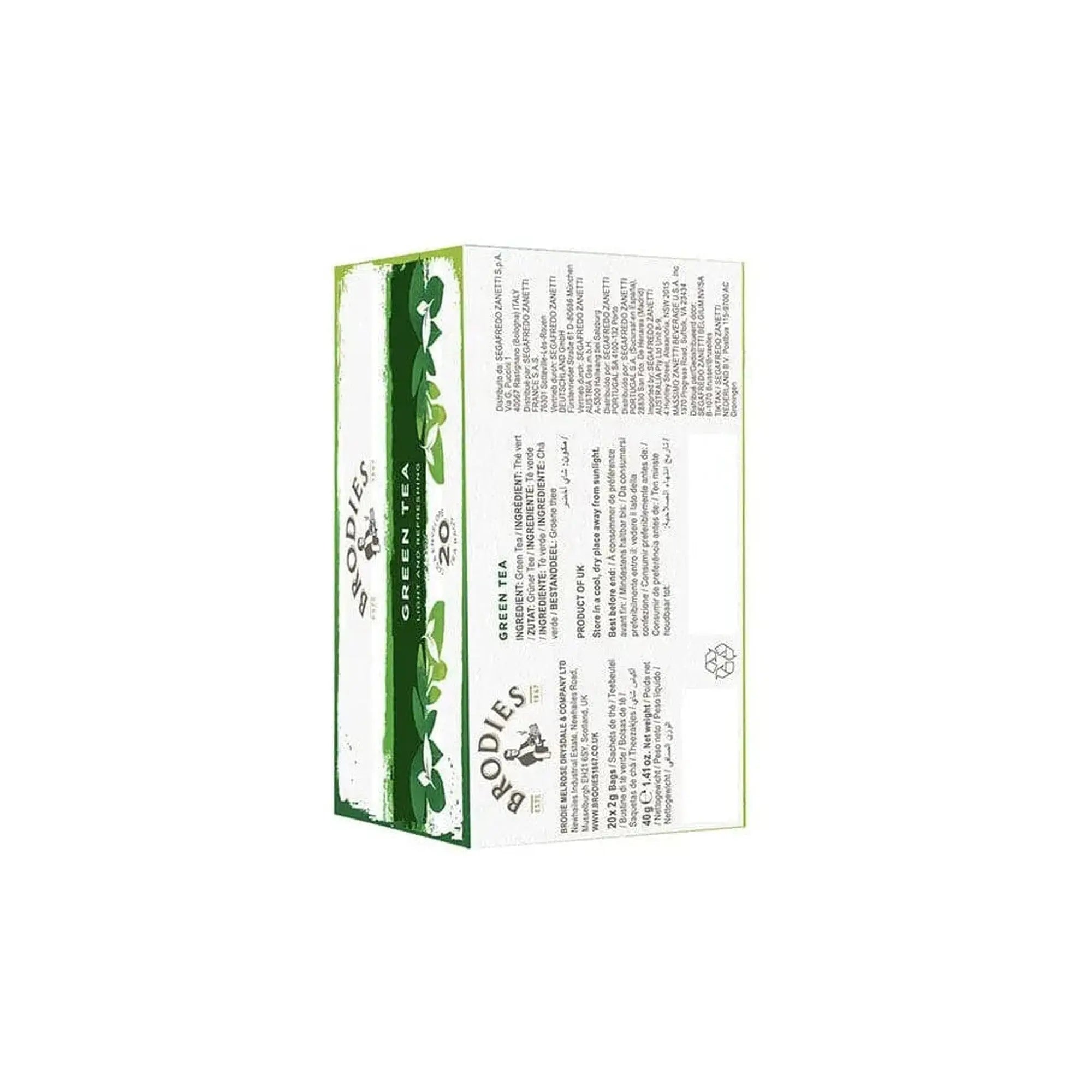 Order Brodies - Green Tea - 20 Bags for LE 165.00 at Coffee & Cream, All your coffee needs in one place. Shop Coffee, Beans, Ground Coffee, Instant Coffee, Creamers, Coffee Machines, Blenders, and more. 50+ Brands Monin, Lavazza, Starbucks, Nespresso, Arz