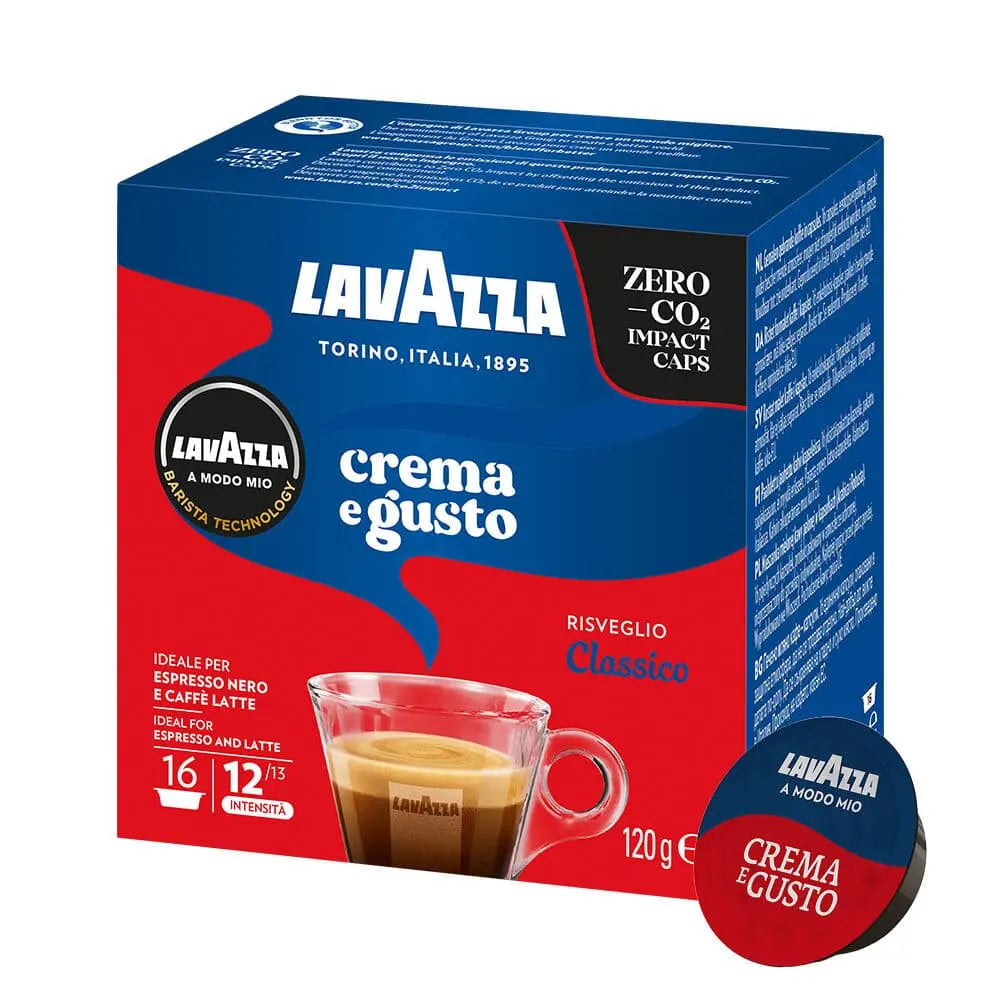 Order Lavazza - Crema E Gusto Modo Mio - 16 capsules for LE 227.00 at Coffee & Cream, All your coffee needs in one place. Shop Coffee, Beans, Ground Coffee, Instant Coffee, Creamers, Coffee Machines, Blenders, and more. 50+ Brands Monin, Lavazza, Starbuck
