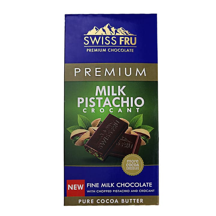Swiss Fru - Premium Milk Chocolate Pistachio Crocant - 80g