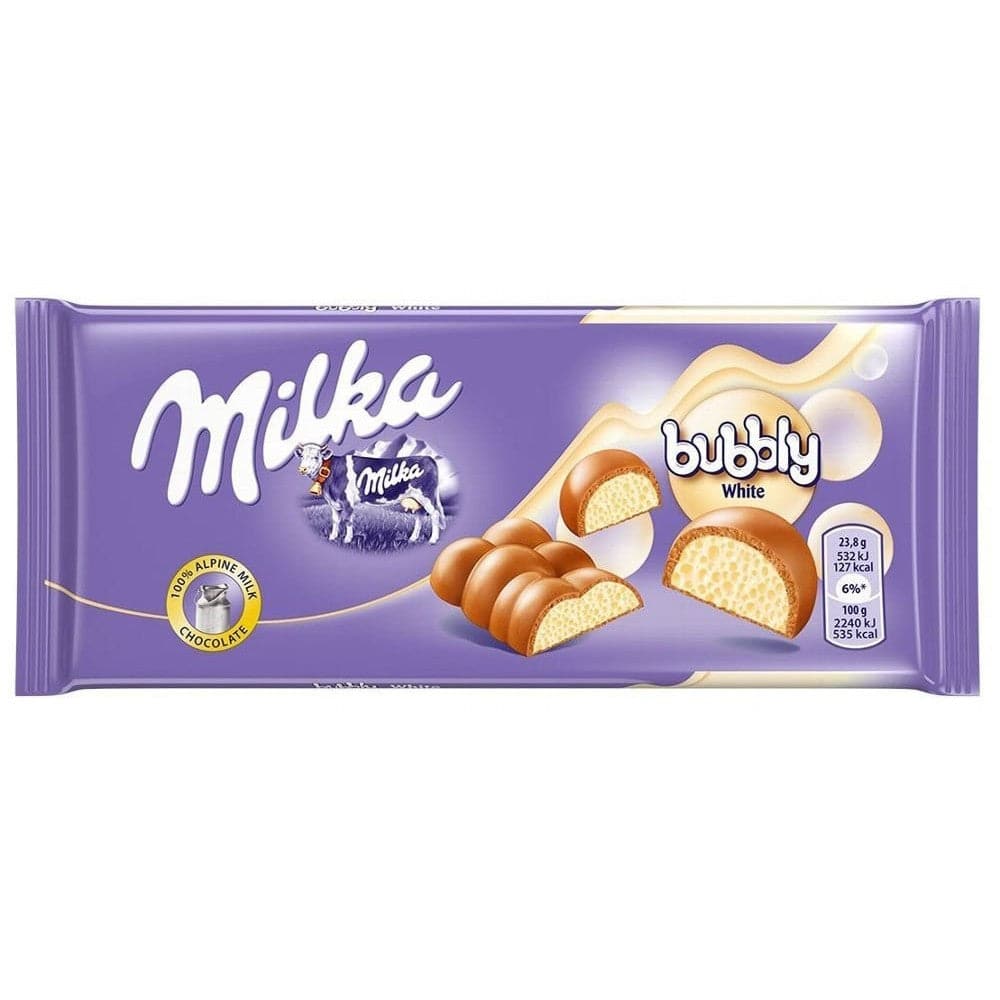 Order Milka - Bubbly White Milk Chocolate - 95g for LE 35.50 at Coffee & Cream, All your coffee needs in one place. Shop Coffee, Beans, Ground Coffee, Instant Coffee, Creamers, Coffee Machines, Blenders, and more. 50+ Brands Monin, Lavazza, Starbucks, Nes