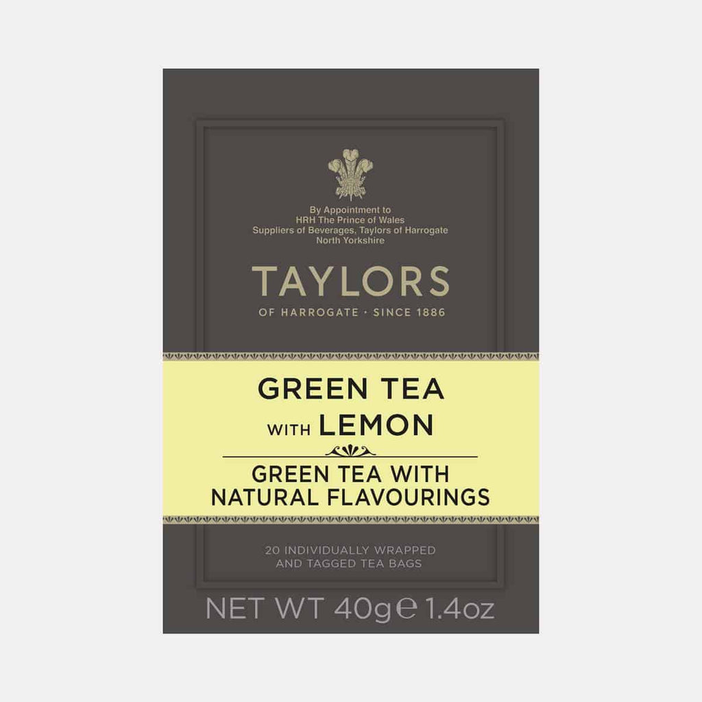 Order Taylors - Green Tea with Lemon - Pack of 20 Tea Envelopes for LE 81.66 at Coffee & Cream, All your coffee needs in one place. Shop Coffee, Beans, Ground Coffee, Instant Coffee, Creamers, Coffee Machines, Blenders, and more. 50+ Brands Monin, Lavazza, Starbucks, Nespresso, Arzum, and more. Become your own Baristaeg at home. Delivers All over Egypt. Online payments available, and get your fengany coffee delivered to your home. Product Description: Taylors Green Tea with Lemon - Pack of 20 Tea Envelopes